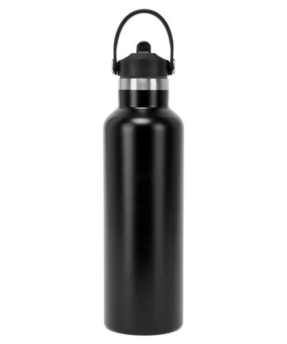 XYZ Vacuum Sports Water Bottle with Flip-up Straw - Brushed Steel