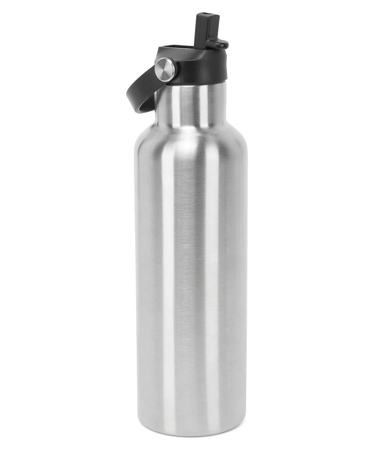 XYZ Vacuum Sports Water Bottle with Flip-up Straw - Brushed Steel