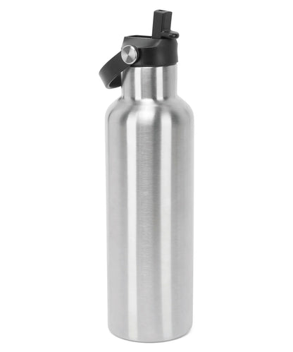 XYZ Vacuum Sports Water Bottle with Flip-up Straw - Brushed Steel