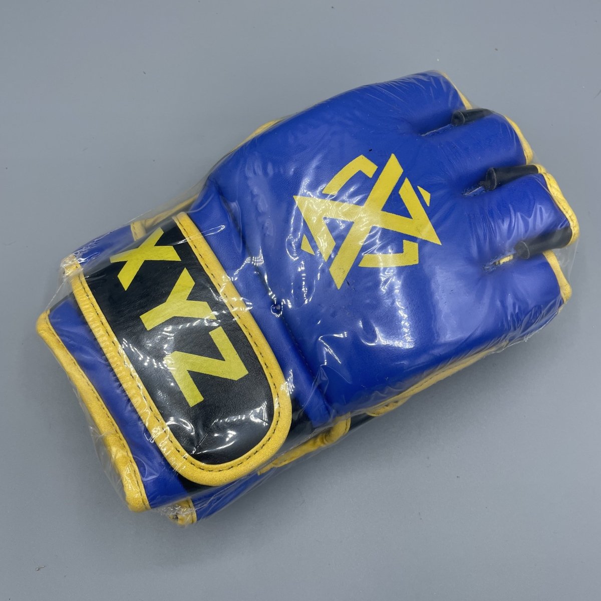 XYZ Y6 Leather MMA Fight Gloves - Blue/Yellow - XYZ Sports