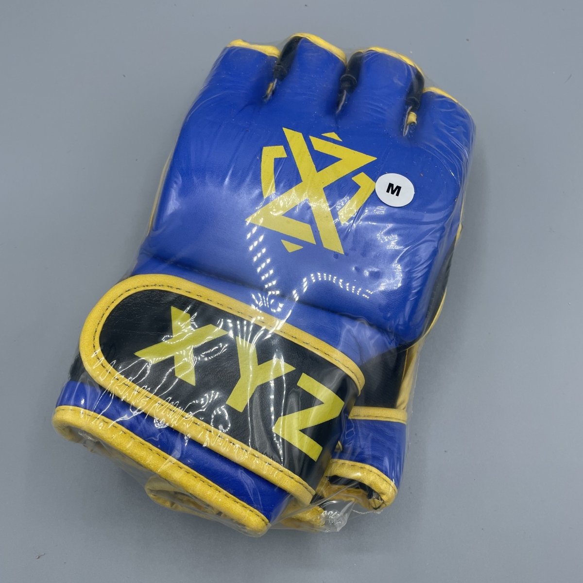 XYZ Y6 Leather MMA Fight Gloves - Blue/Yellow - XYZ Sports